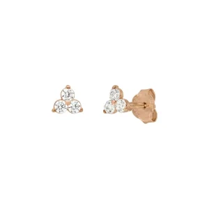Ohrstecker Triple Zirkonia, 18 K Rosegold vergoldet-LEAF Fashion