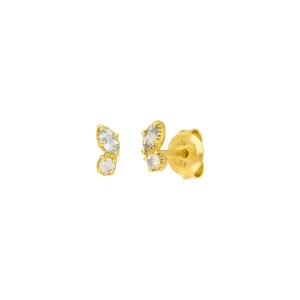 Ohrstecker Two Gems, Blauer Topas, 18 K Gelbgold vergoldet-LEAF Fashion