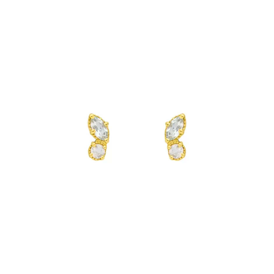 ohrstecker_two_gems_blaue_1-2.webp Ohrstecker Two Gems, Blauer Topas, 18 K Gelbgold vergoldet-LEAF Fashion