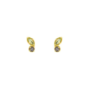 Ohrstecker Two Gems, Peridot, 18 K Gelbgold vergoldet-LEAF Outlet
