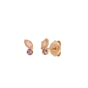 Ohrstecker Two Gems, Rosenquarz, 18 K Rosegold vergoldet-LEAF Outlet