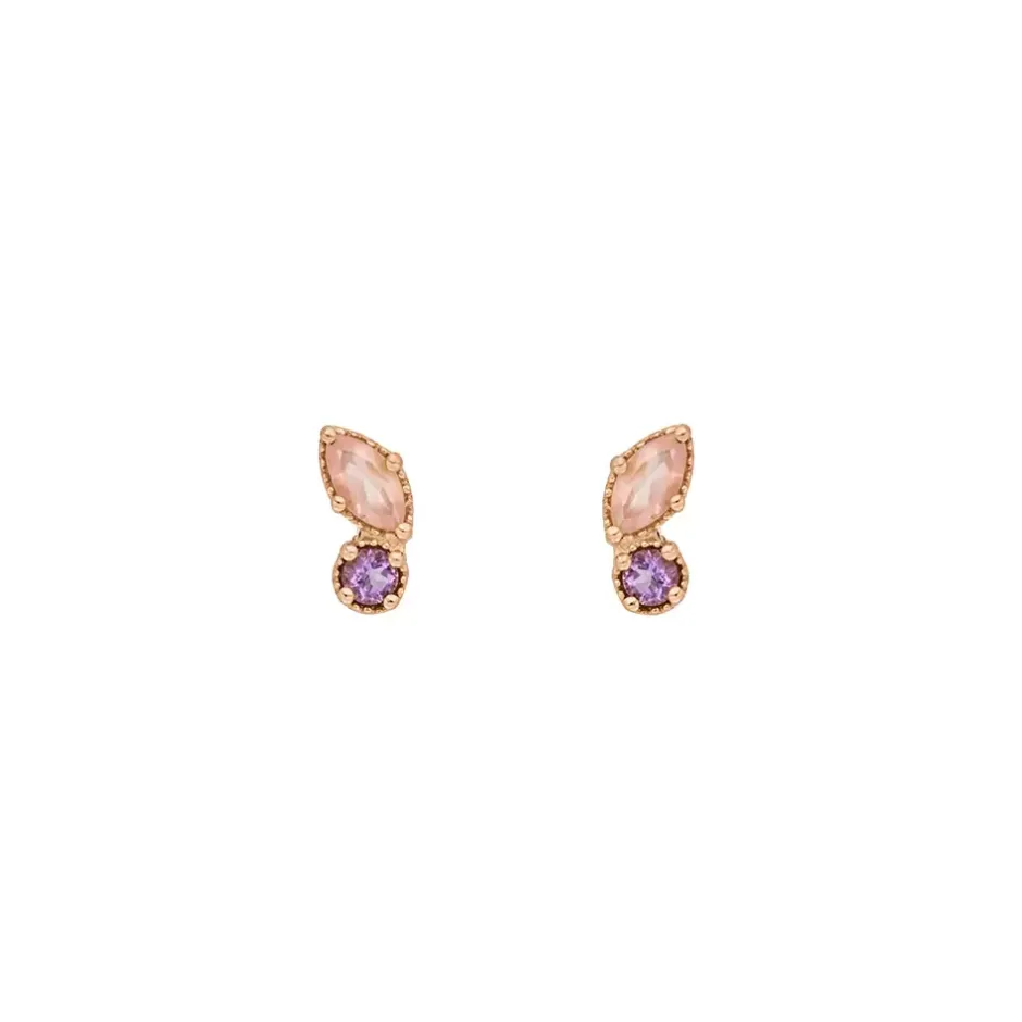 ohrstecker_two_gems_rosen_1-2.webp Ohrstecker Two Gems, Rosenquarz, 18 K Rosegold vergoldet-LEAF Outlet