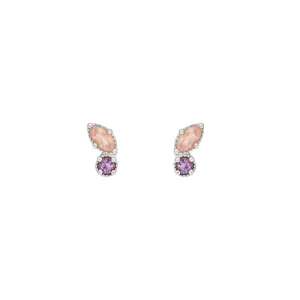 Ohrstecker Two Gems, Rosenquarz, 925 Sterlingsilber-LEAF Best