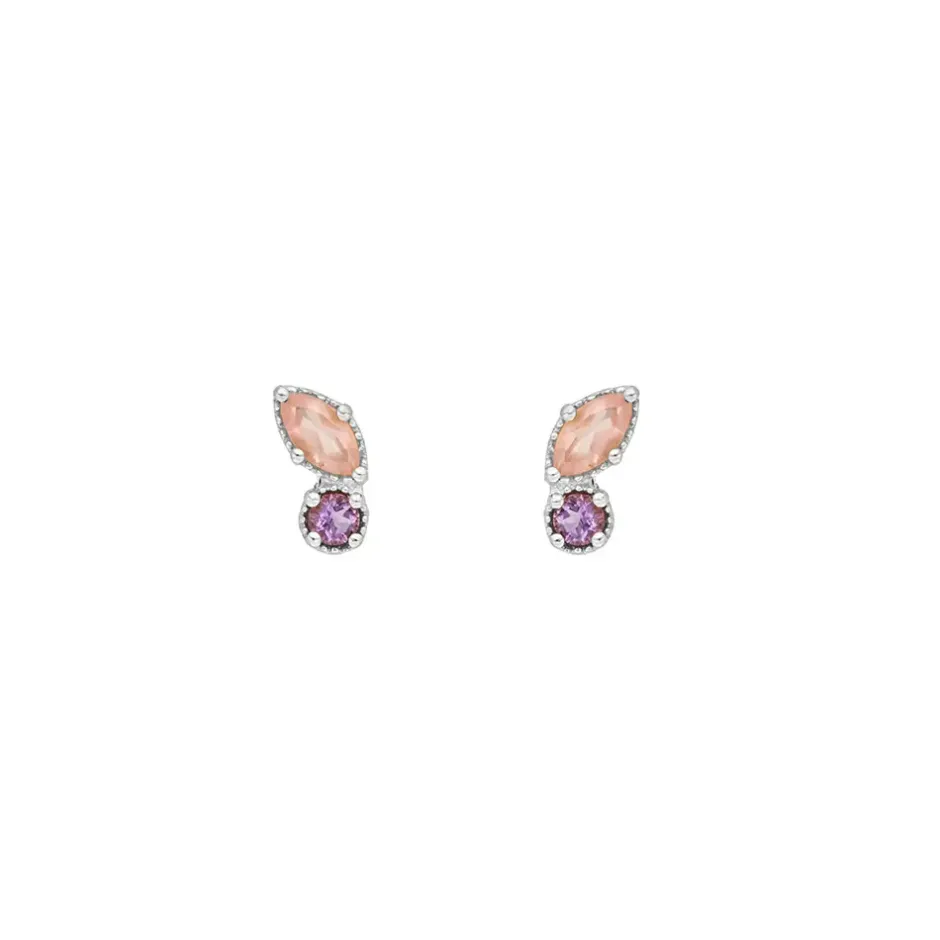 ohrstecker_two_gems_rosen_1.webp Ohrstecker Two Gems, Rosenquarz, 925 Sterlingsilber-LEAF Best