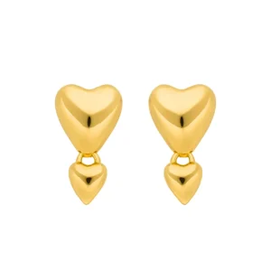 Ohrstecker Two Hearts, 18 K Gelbgold vergoldet-LEAF Best