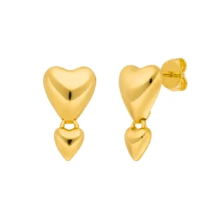 Ohrstecker Two Hearts, 18 K Gelbgold vergoldet-LEAF Best