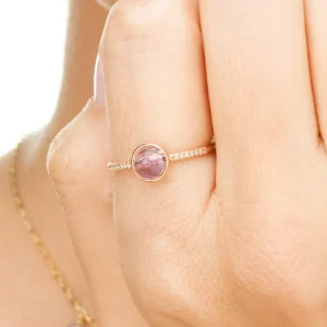 Ring Amethyst mit Diamanten, 14 Karat Rosegold-LEAF Best