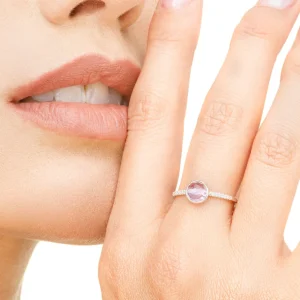 Ring Amethyst mit Diamanten, 14 Karat Weißgold-LEAF Best