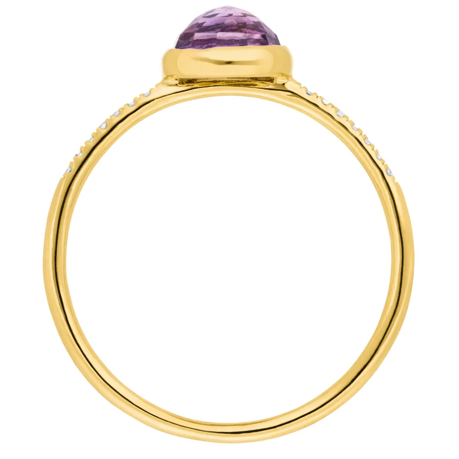 ring_amethyst_mit_diamant_5-2.webp Ring Amethyst mit Diamanten, 14 Karat Gelbgold-LEAF Sale