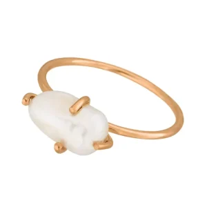 Ring Barockperle, 18 K Rosegold vergoldet, Gr.50-LEAF Clearance