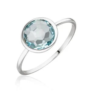 Ring Blauer Topas, 14 Karat Weißgold-LEAF Clearance