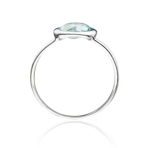 Ring Blauer Topas, 14 Karat Weißgold-LEAF Clearance