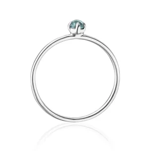 Ring Cabochon, 14 Karat Weißgold, Blauer Topas-LEAF New