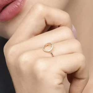 Ring Circle mit Diamanten, 18 Karat Rosegold-LEAF Discount