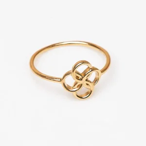 Ring Clover Charm, 18 K Rosegold vergoldet-LEAF Discount