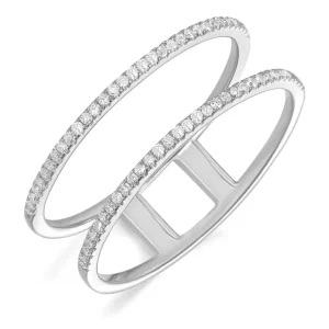 Ring Double mit Diamanten, 18 Karat Weißgold-LEAF Sale
