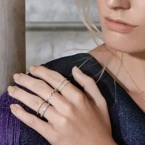 Ring Double mit Diamanten, 18 Karat Gelbgold-LEAF Best