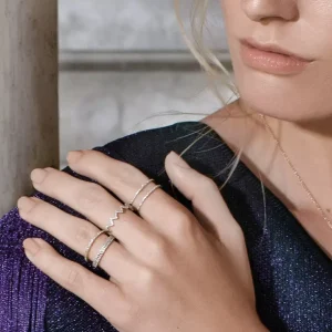 Ring Flash mit Diamanten, 18 Karat Gelbgold-LEAF Hot