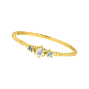 Ring Gorgeous Gems, Blue Mix, 18 K Gelbgold vergoldet, Gr.50-LEAF Fashion