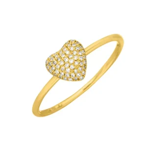 Ring Herz Full mit Diamanten, 18 Karat Gelbgold-LEAF Clearance