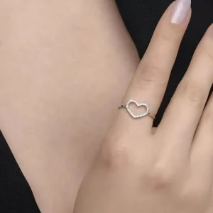 Ring Herz mit Diamanten, 18 Karat Weißgold-LEAF Hot