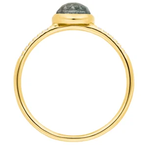 Ring Labradorit mit Diamanten, 14 Karat Gelbgold-LEAF Hot
