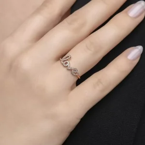Ring Love mit Diamanten, 18 Karat Rosegold-LEAF Best