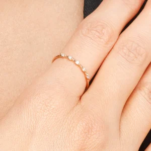 Ring mit 5 Diamanten, 14 Karat Rosegold-LEAF New