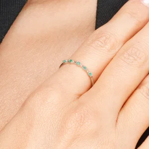 Ring mit 5 Smaragden, 14 Karat Weißgold-LEAF Outlet