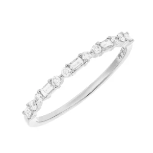 Ring mit Baguette Diamanten, 14 Karat Weißgold-LEAF Fashion
