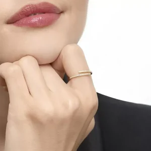 Ring Open mit Diamanten, 18 Karat Rosegold-LEAF Sale