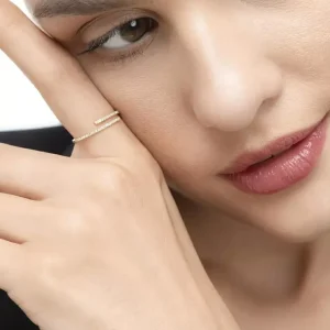 Ring Open mit Diamanten, 18 Karat Rosegold-LEAF Sale