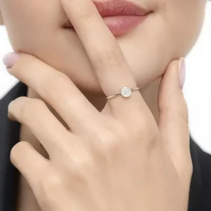 Ring Pave mit Diamanten, 18 Karat Weißgold-LEAF Online