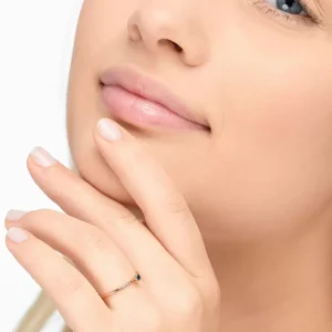 Ring Petite, Blue Diamond, 14 Karat Rosegold-LEAF Online