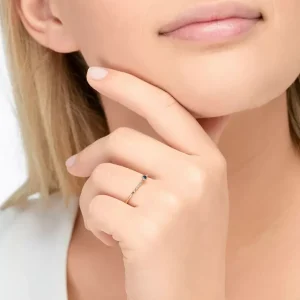 Ring Petite, Blue Diamond, 14 Karat Rosegold-LEAF Online