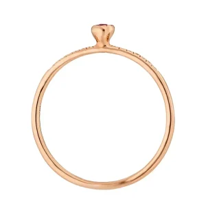 Ring Petite, Ruby, 14 Karat Rosegold-LEAF New