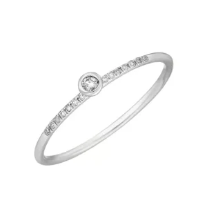 Ring Petite, White Diamond, 14 Karat Weißgold-LEAF Fashion