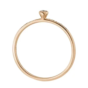 Ring Petite, White Diamond, 14 Karat Rosegold-LEAF New