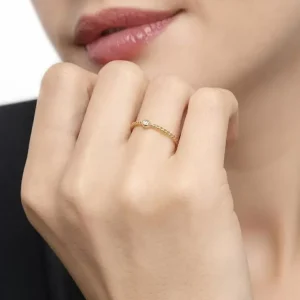 Ring Solitaire, 18 Karat Gelbgold-LEAF Sale