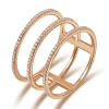 Ring Triple mit Diamanten, 18 Karat Rosegold-LEAF New