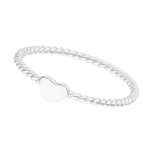 Ring Twist mit Herzchen, 925 Sterlingsilber, Größe 52-LEAF Clearance