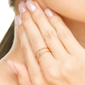 Ring Twist Smaragd, 14 Karat Rosegold-LEAF Discount