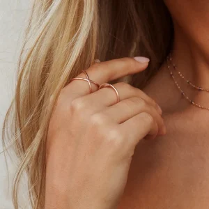 Ring X Cross, 18 K Rosegold vergoldet, Größe 54-LEAF New