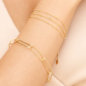 Silber Armkette, BIG SQUARE, Rosegold-LEAF New