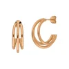 Silber Creolen, TRIPLE, Rosegold-LEAF Fashion
