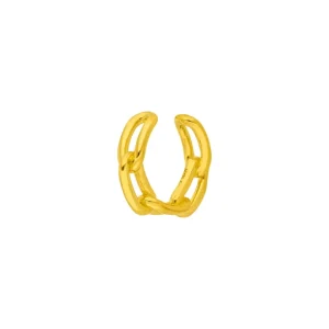 Silber Earcuff, CHAIN, Gelbgold-LEAF Clearance
