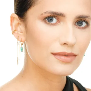 Silber Earcuff, CHAIN, Gelbgold-LEAF Clearance