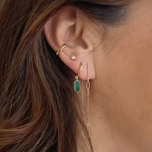 Silber Earcuff, CHAIN, Gelbgold-LEAF Clearance