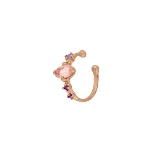 Silber Earcuff Gorgeous Gems, Rosenquarz, Rosegold-LEAF Sale