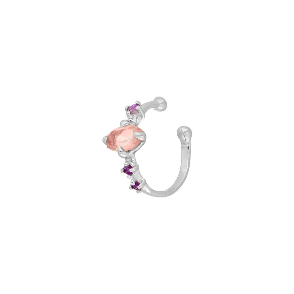 silber_earcuff_gorgeous_g_0.webp Silber Earcuff Gorgeous Gems, Rosenquarz-LEAF Clearance